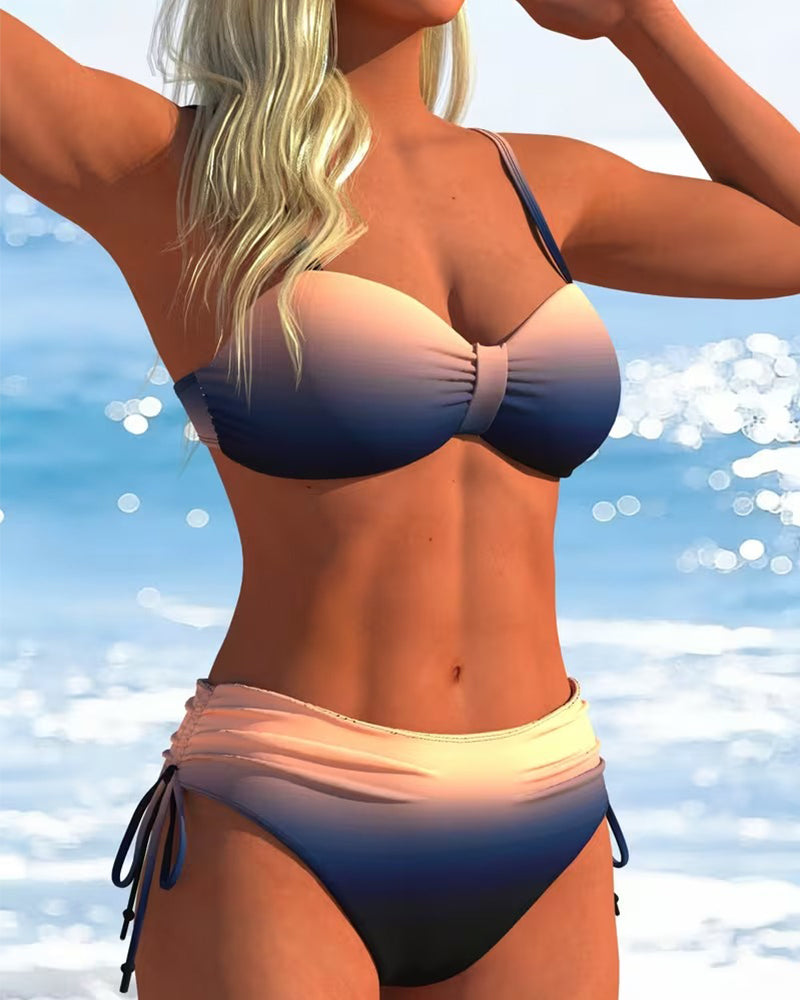 Bikini Gradient Mønster Snøre Mode