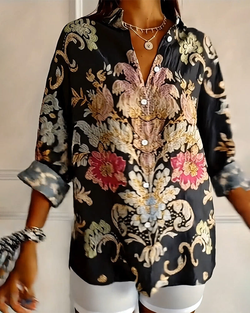 Skjorte Krave Trykt Knaphul