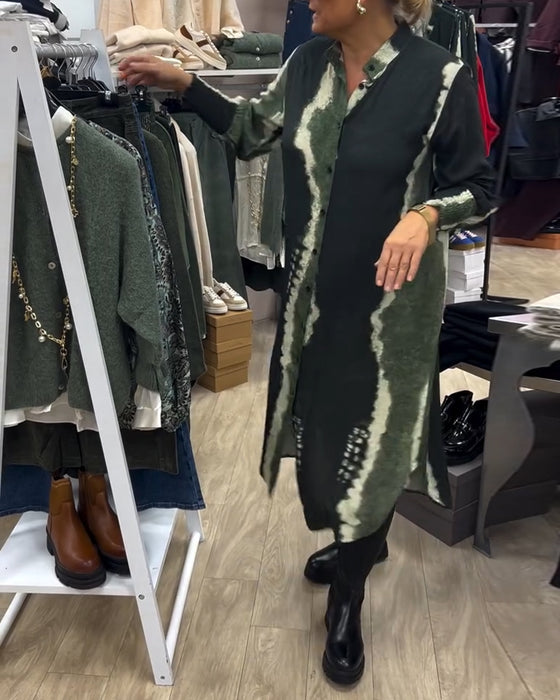 Ståkrave skjortekjole med trykknapper