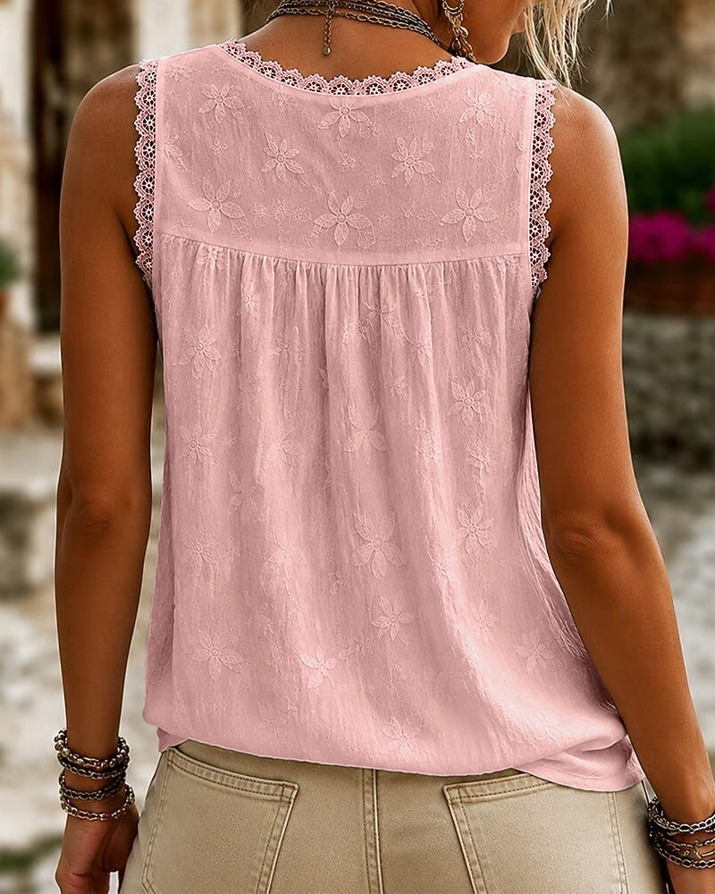 Tanktop V-Hals Enfarvet Blonder