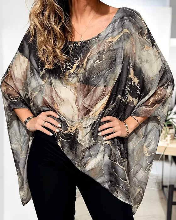 Bluse Flagermusærme Tie-Dye Løs