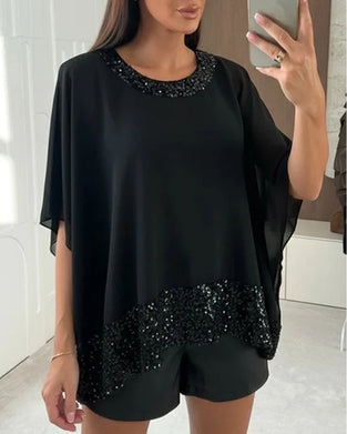 Bluse Stilfuld Flagermuseærme Glitrende