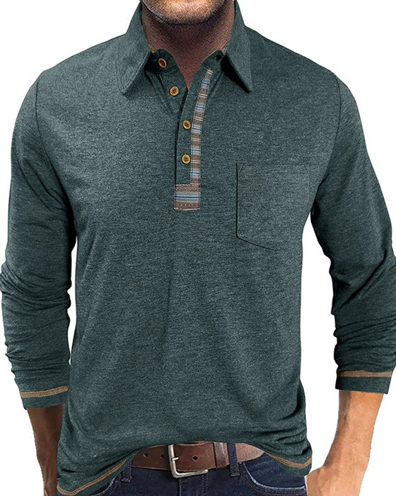 Bluse Herre Knap Revers Polo