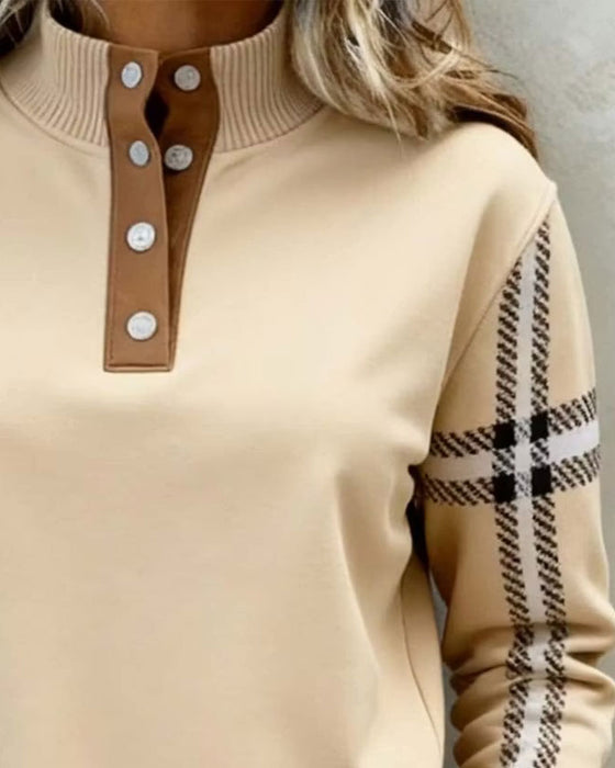 Sweatshirt Turtleneck Knap Stribet Lang Ærme