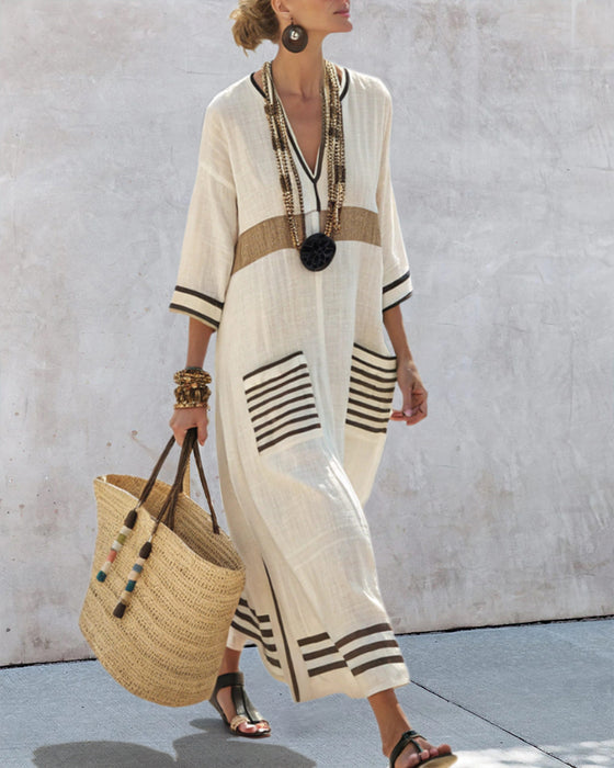 Ferie-Kontrast Løs Kjole