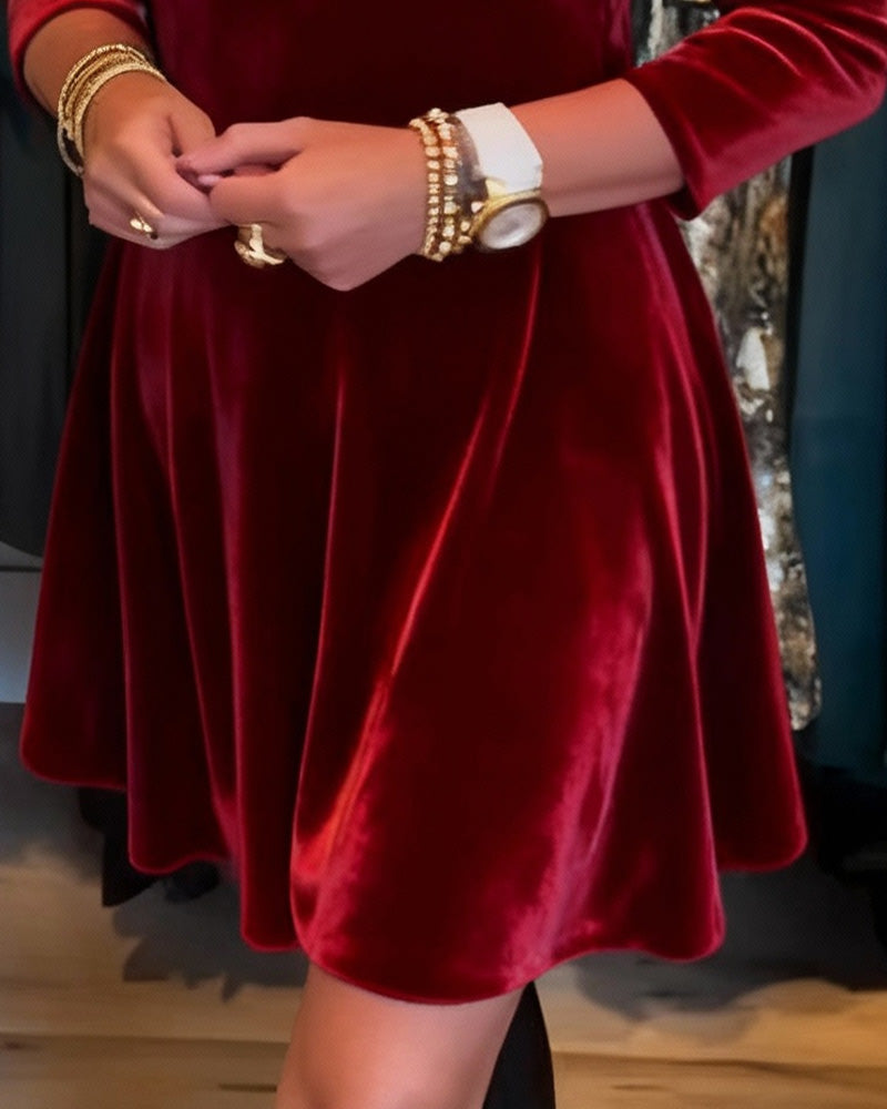 Kjole Halvlynlås Fløjl A-Linje