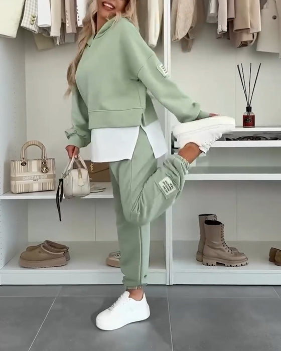 Sæt Casual Hættetrøje Og Bukser