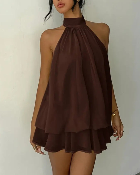 Kjole Halsstrop Chiffon Mini
