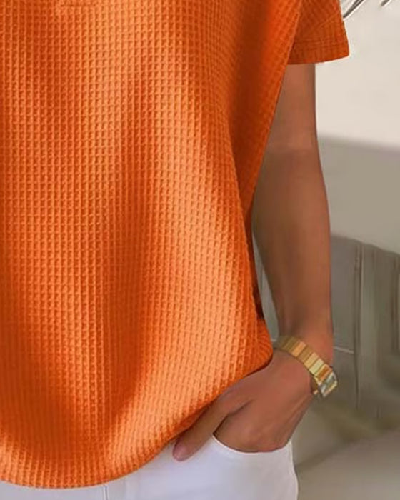 T-shirt Knap V-hals Afslappet