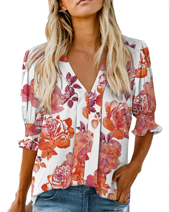 Bluse Elegant Lille Blomstertryk