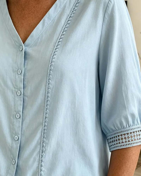 Bluser V-Hals Knap Blonder