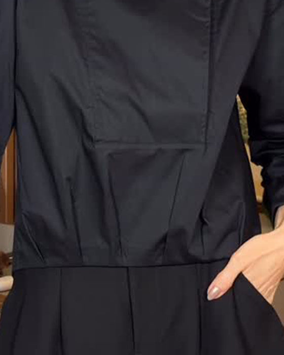 Bluse Asymmetrisk Ståkrave Diagonal Knap