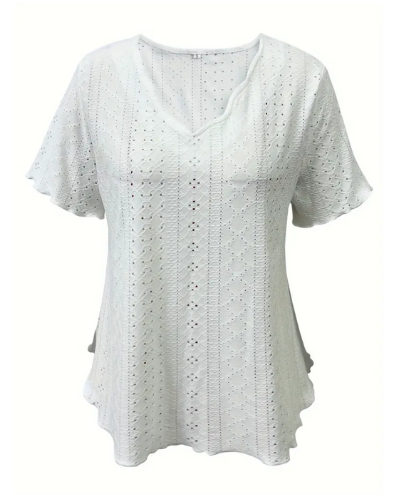 T-Shirt Med V-Hals Og Hul Fransk Design