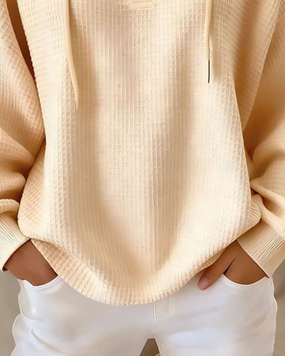 Sweatshirt Afslappet Enfarvet Trækbånd