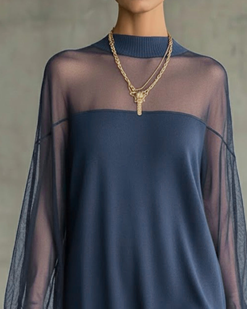 Kjole Lygterme Ensfarvet Patchwork