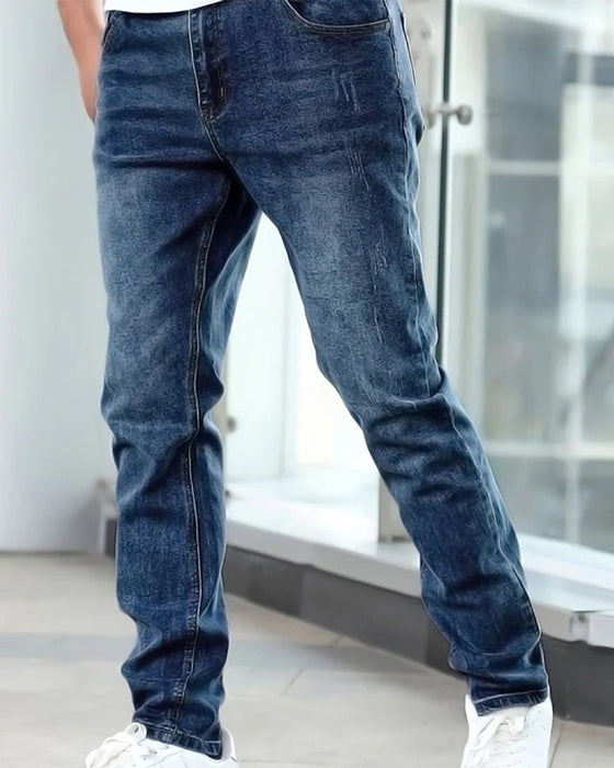 Jeans Herre Afslappet Ensfarvet