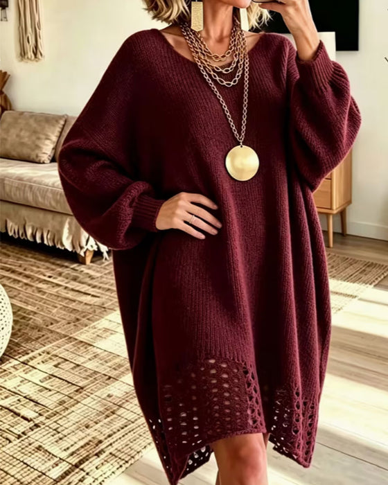 Kjole Rund Hals Gennembrudt Sweater