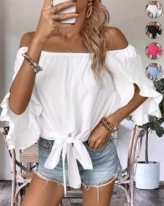 Bluse Bandage Off-Shoulder Rynket Ærme