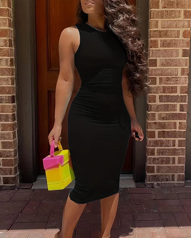 Kjole Ensfarvet Ærmeløs Mode Bodycon