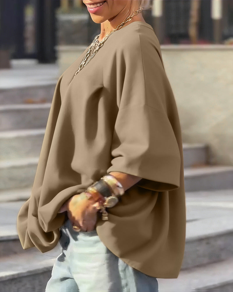 Top Ensfarvet Løs Asymmetrisk