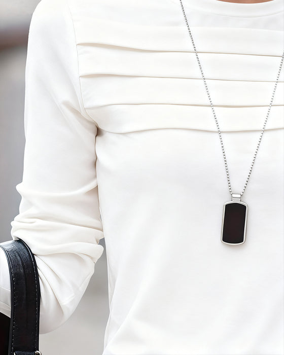 Top Slim Fit Plisseret Langærmet