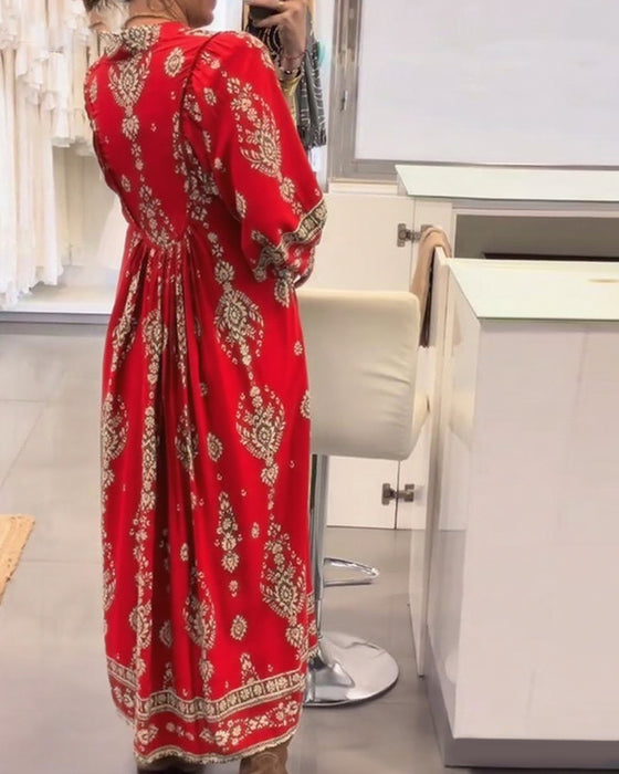 Kjole med afslappet print og løse lommer