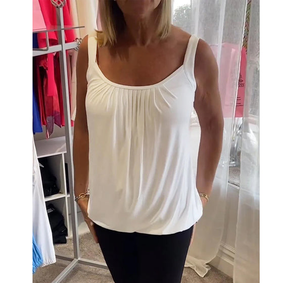 Plisseret hvid camisole top
