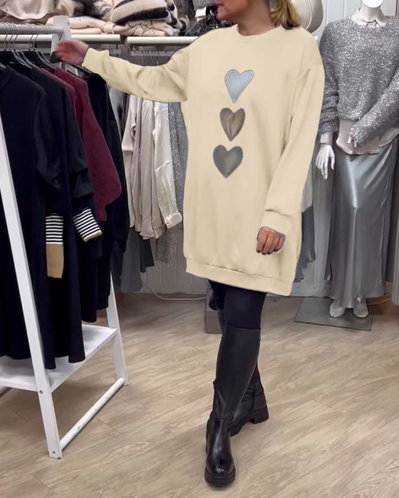 Kjole Shift Hjerte Mønster Casual