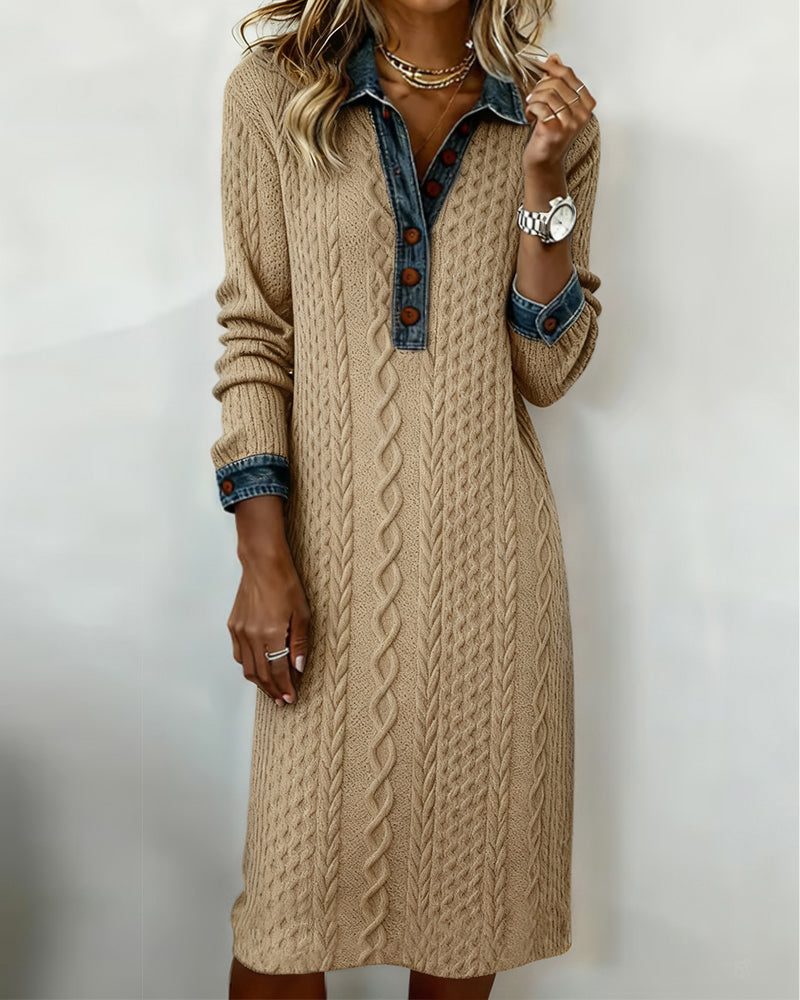 Kravekjole I Denim Med Hulstrik Og Lappearbejde