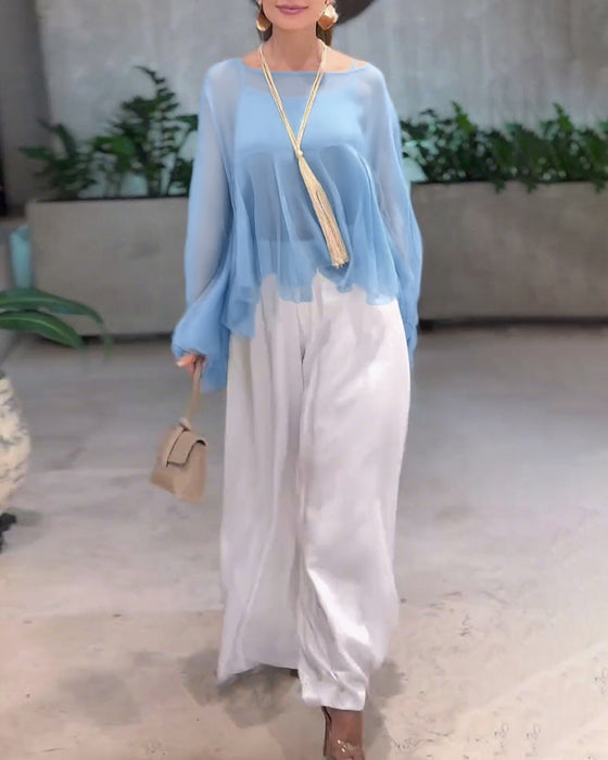 Bluse Med Elegant Ensfarvet Look