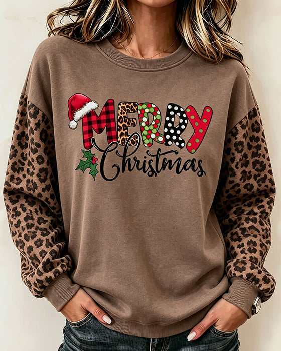Sweatshirt Rund Hals Leopardtryk
