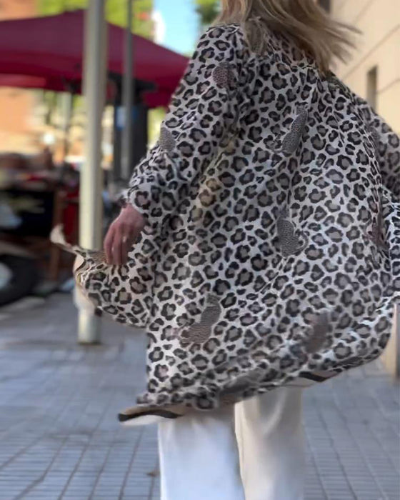 Lang leopardprint frakke