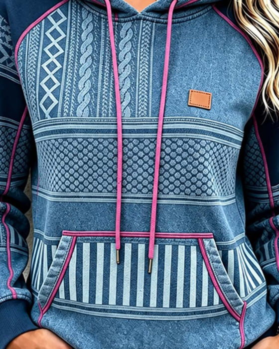 Hoodie Hætte Lang Ærme Afslappet