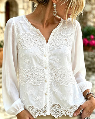 Bluse Udskæring Knipling Trim