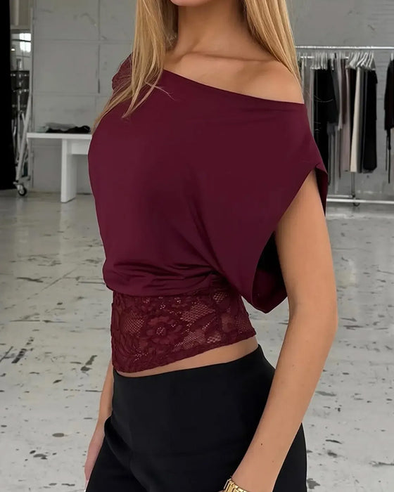 Bluser Off-Shoulder Chic Blonder Lapværk