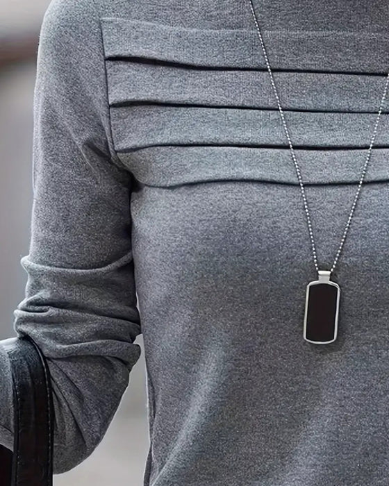 Top Slim Fit Plisseret Langærmet