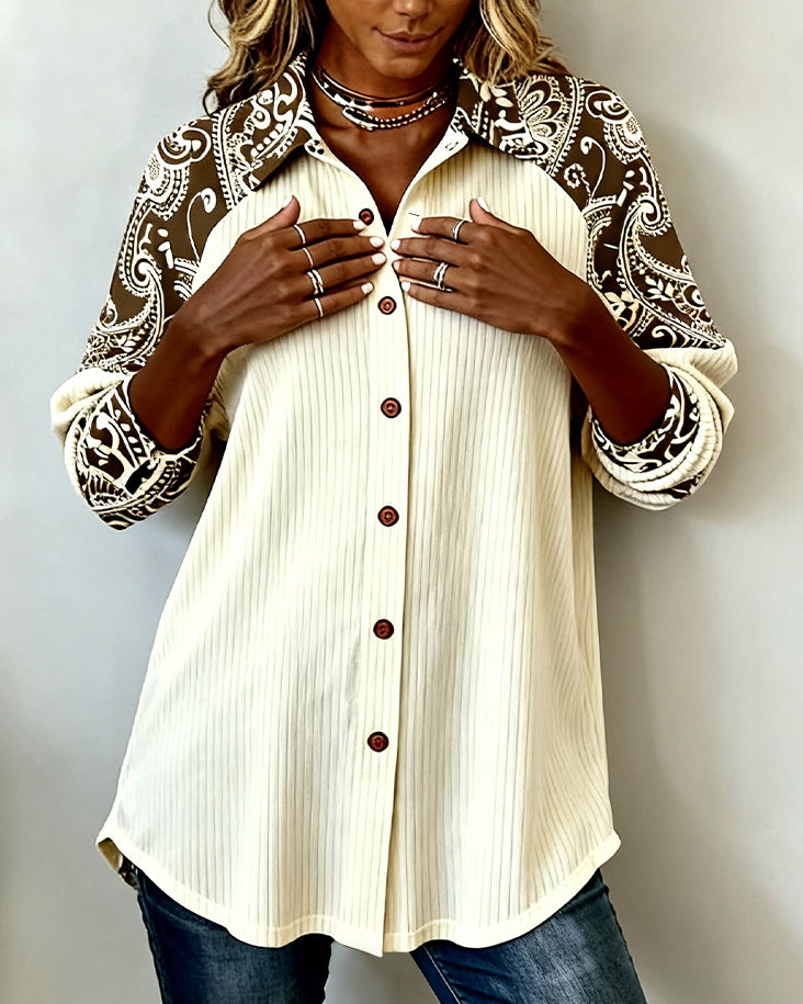 Skjorta Med Casual Stil Og Geometrisk Patchwork