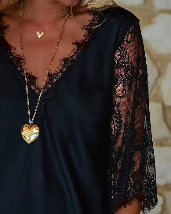 Kjole V-Hals Klaedepanel Elegant