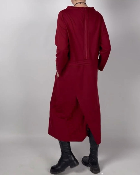 Ensfarvet kjole med lommer