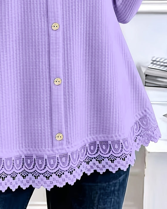 T-Shirt Lang Ærme Vaffel Patchwork