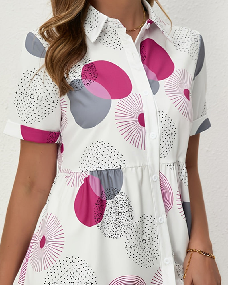 Kjole Polka Dot Print Skjorte