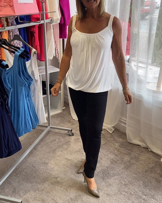 Plisseret hvid camisole top