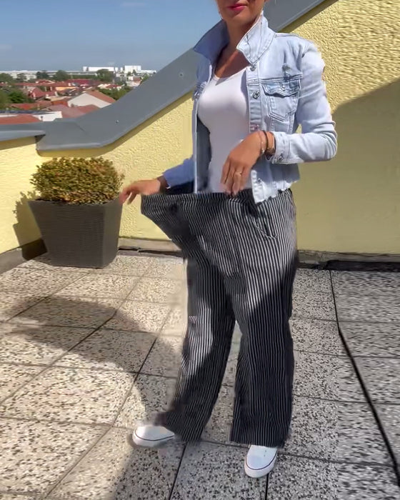 Stribede bukser i løs pasform