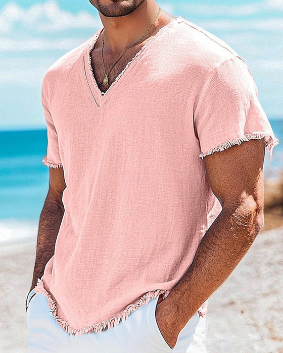 T-Shirt Herre Ensfarvet Kort Ærme