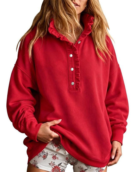 Sweatshirt Krave Knappet Langærmet Løs