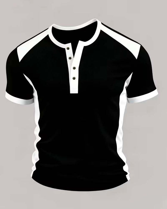 T-Shirt Herre Farveblok Vaffel