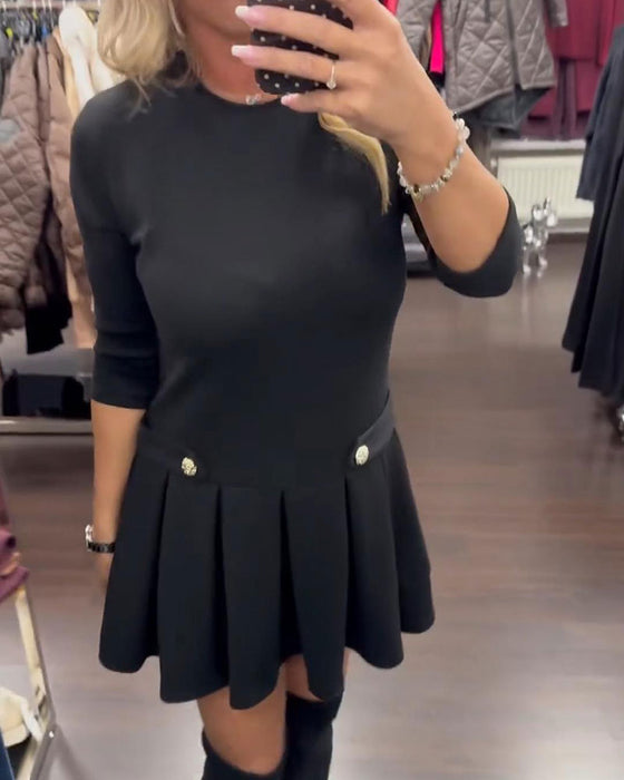 Kjole Elegant Slimmende Plisseret