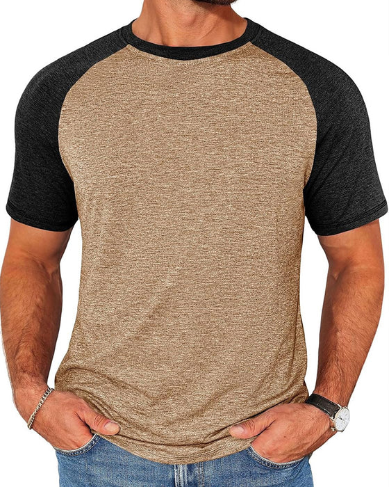 T-Shirt Kontrast Rund Hals Herre Tætsiddende