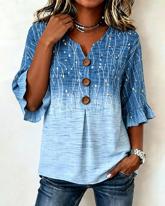 Bluse Trykt Rynket
