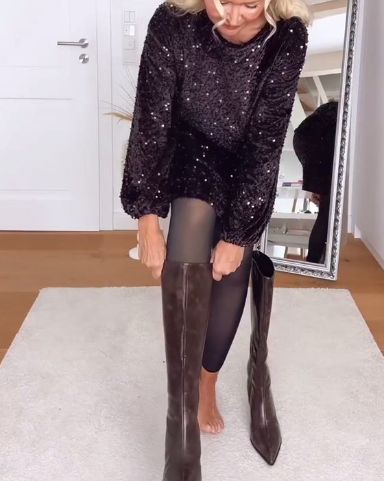 Lygteærmer Løs Med Glitter Kjole